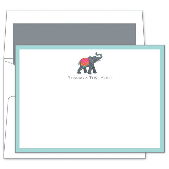 Elephant with Border Flat Note Cards